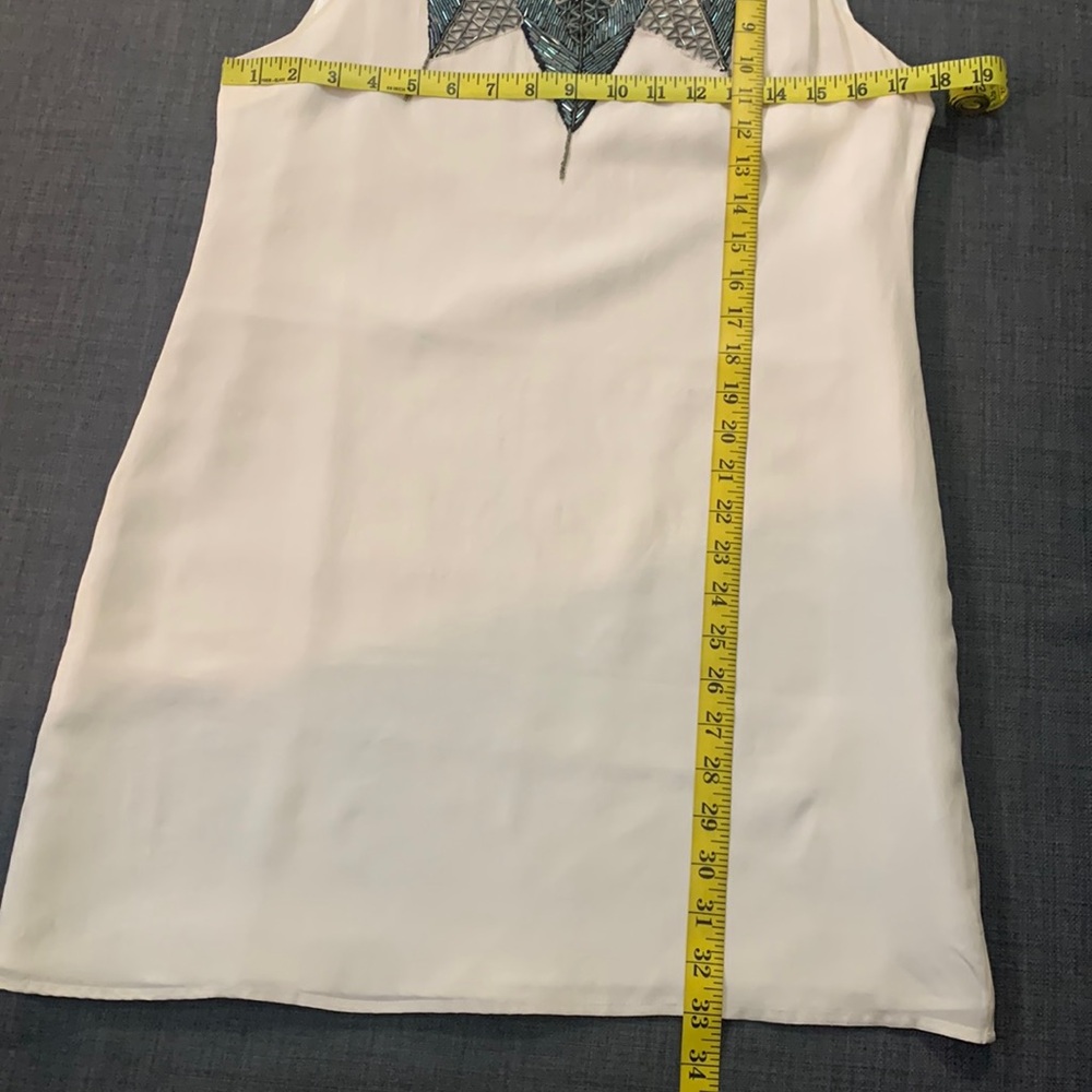 Gryphon NEW 100% Silk Cocktail Dress White Medium Beaded Neckline Flirty Party - Picture 12 of 12